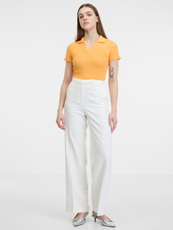 Orsay Gelbes geripptes Damen-Poloshirt ORSAY