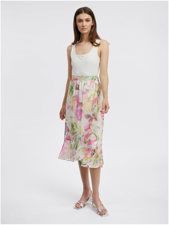 Orsay Rosa-weiße Damen Blumen Midi-Rock von ORSAY