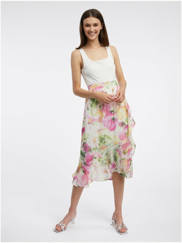 Orsay Rosa-weiße Damen Blumen Midi-Rock von ORSAY