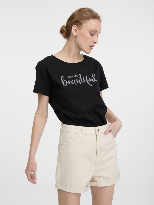 Orsay Schwarzes Damen-Kurzarmshirt ORSAY