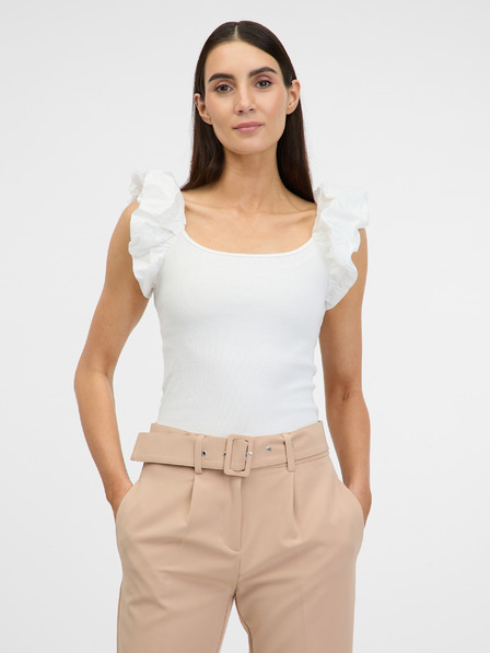 Orsay Cremefarbenes Kurzarm-T-Shirt für Frauen ORSAY