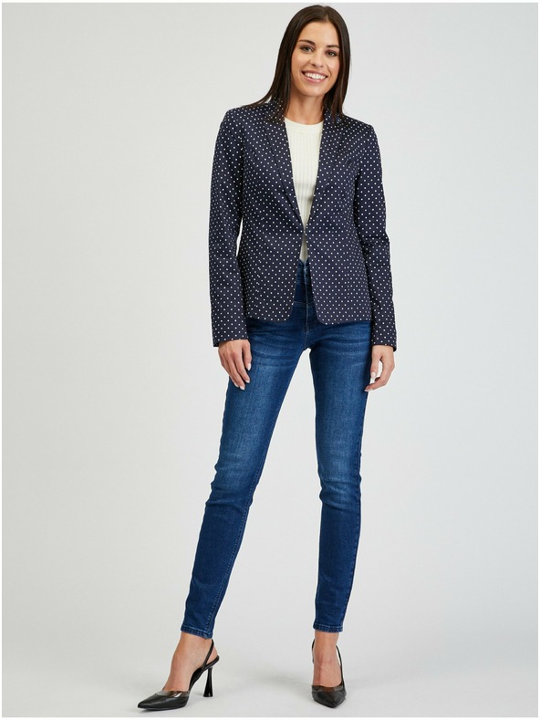 Orsay Dunkelblaue gepunktete Damenjacke ORSAY