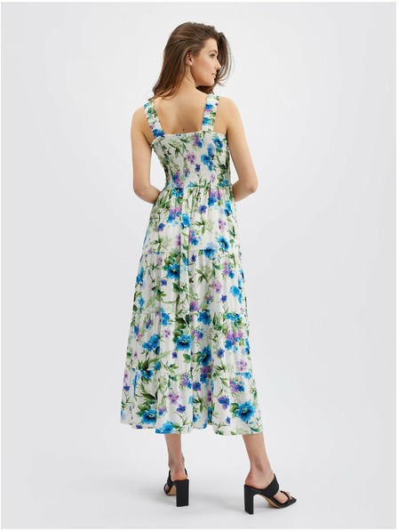 Orsay Blaues und cremefarbenes geblümtes Damenkleid ORSAY