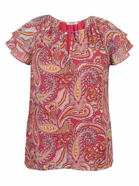 Orsay Rot und rosa gemusterte Damenbluse ORSAY