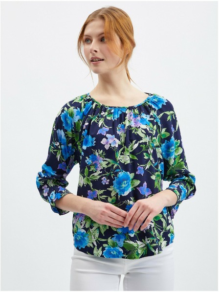 Orsay Dunkelblaue Bluse mit Blumenmuster ORSAY