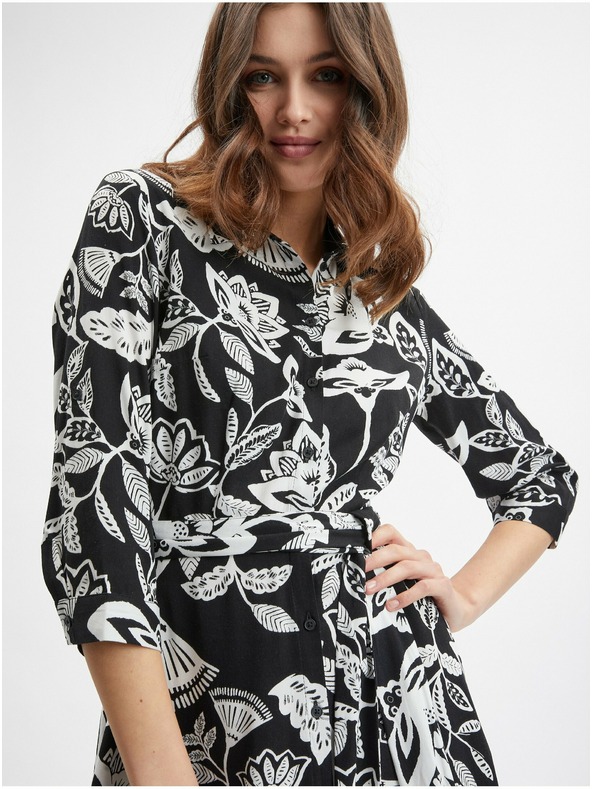 Orsay Schwarzes geblümtes Damenkleid ORSAY