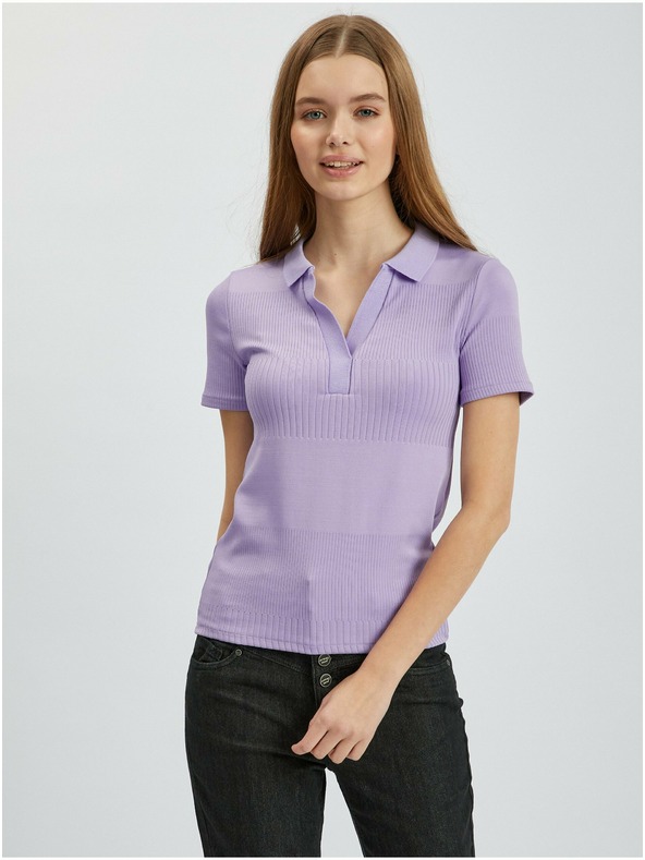 Orsay Hellviolettes Damen-Strick-Poloshirt ORSAY