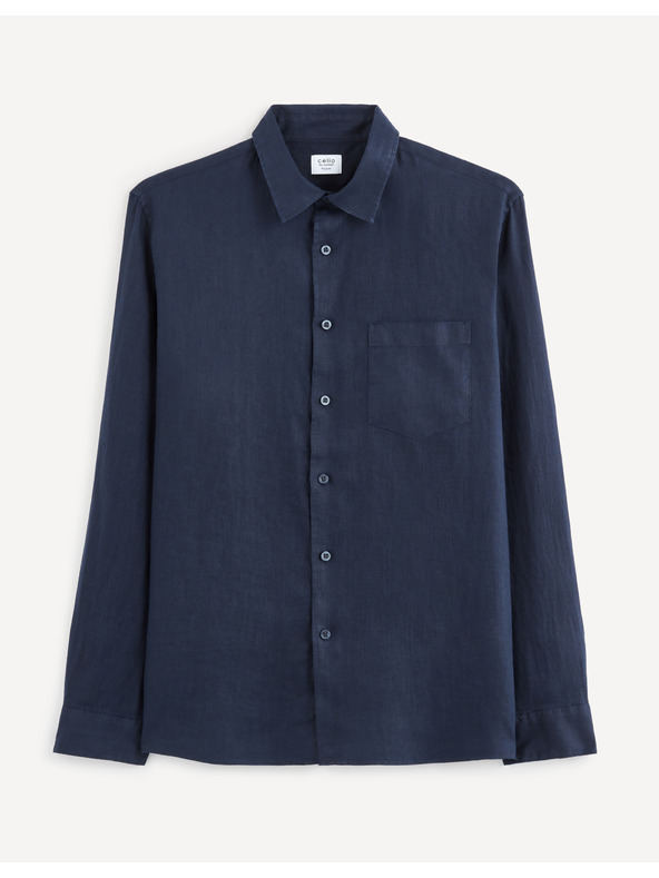 Celio Dunkelblaues Leinenhemd für Herren Celio Baflax