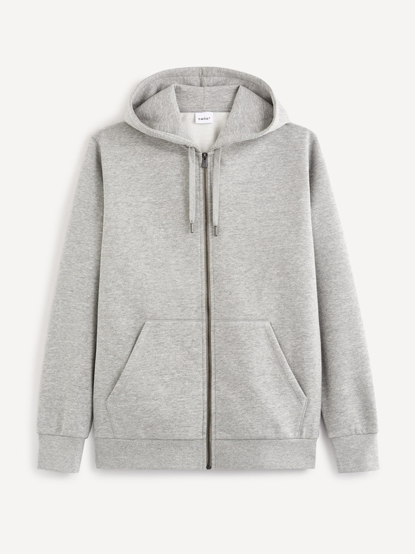 Celio Hellgrauer Basic-Kapuzenpullover Celio Vethree