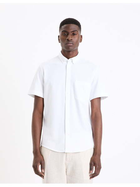 Celio Weißes Herren-Kurzarmhemd Celio Barik