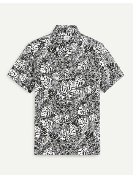 Celio Weiß-schwarz gemustertes Herrenhemd Celio Daprinti