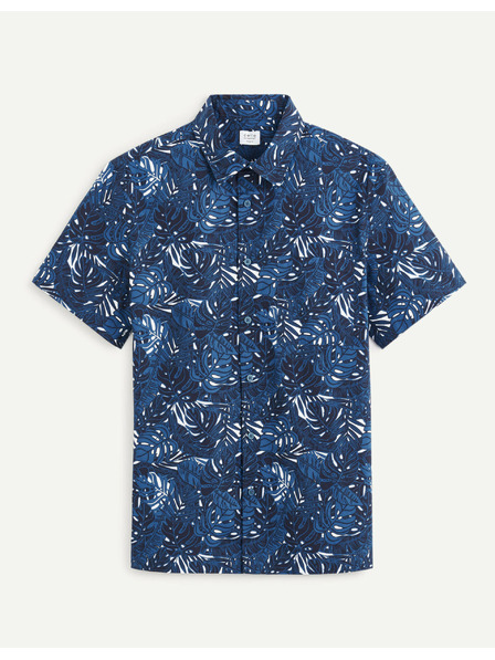 Celio Dunkelblaues gemustertes Herrenhemd Celio Daprinti