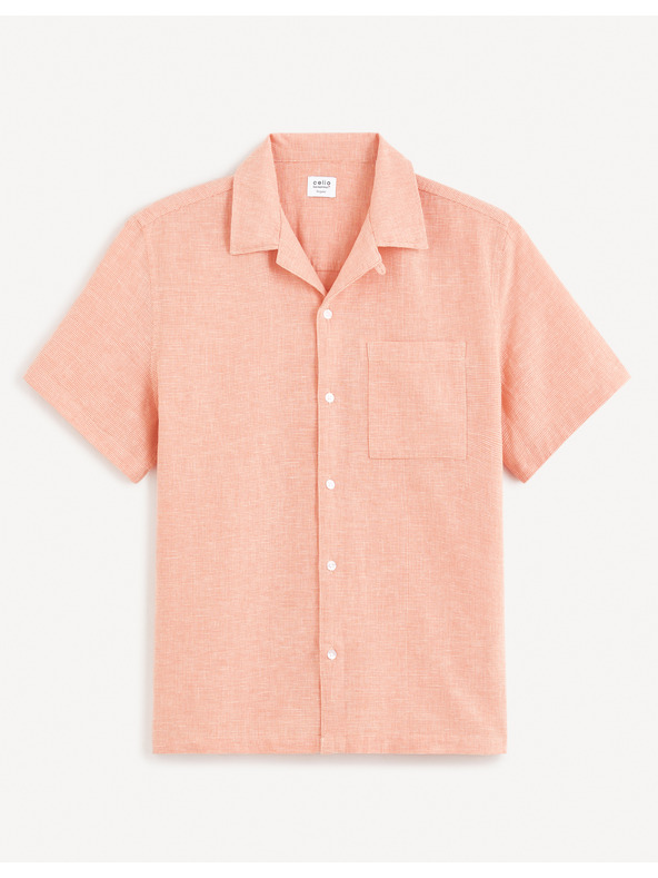 Celio Apricotfarbenes Herren-Leinenhemd Celio Fatext