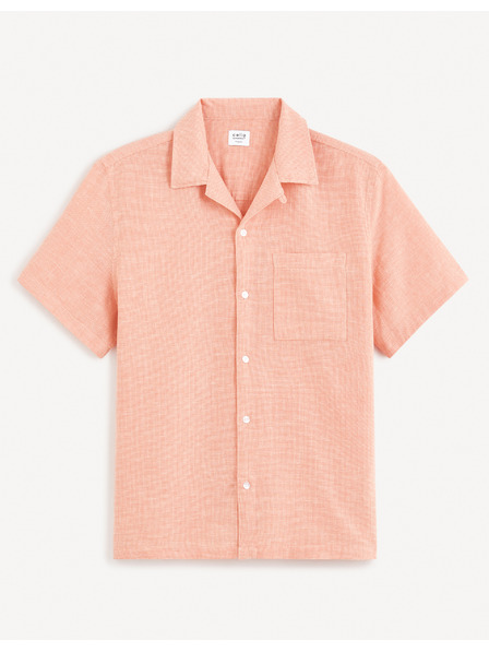 Celio Apricotfarbenes Herren-Leinenhemd Celio Fatext