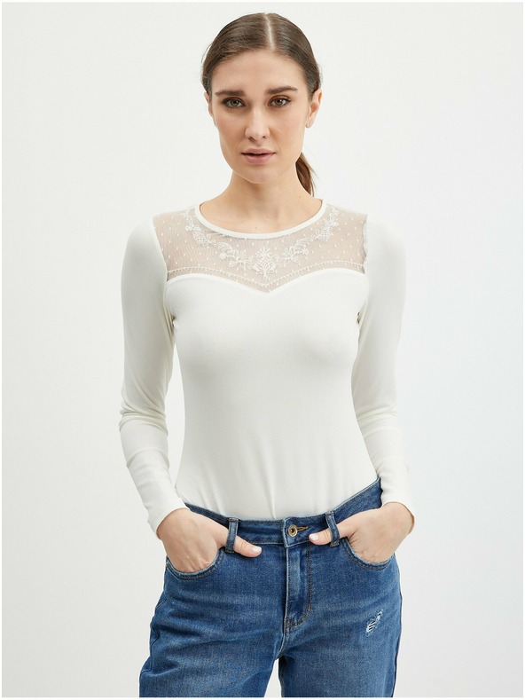 Orsay Cremefarbener Damenbody mit Spitze ORSAY