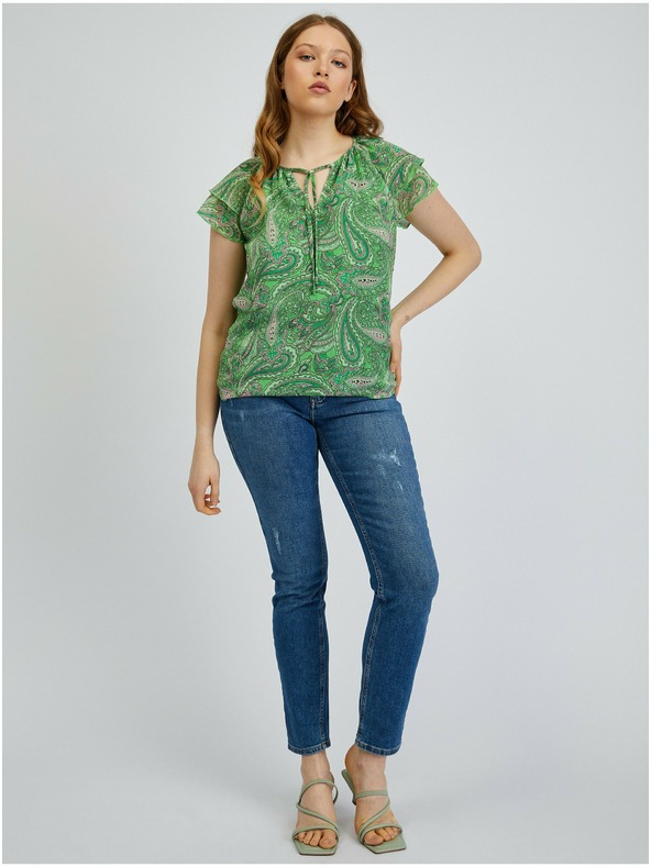 Orsay Grüne gemusterte Damenbluse ORSAY