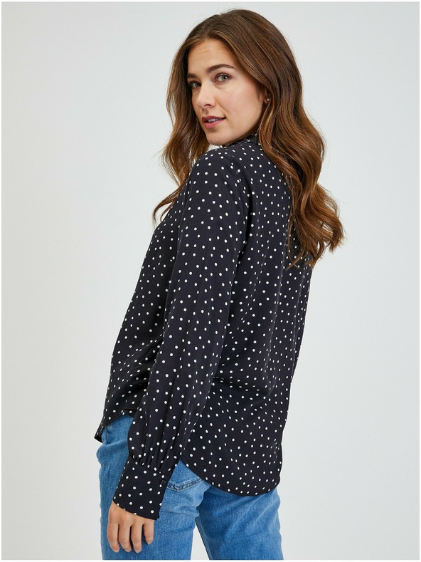 Orsay Schwarze Damen-Gepunktete Bluse ORSAY