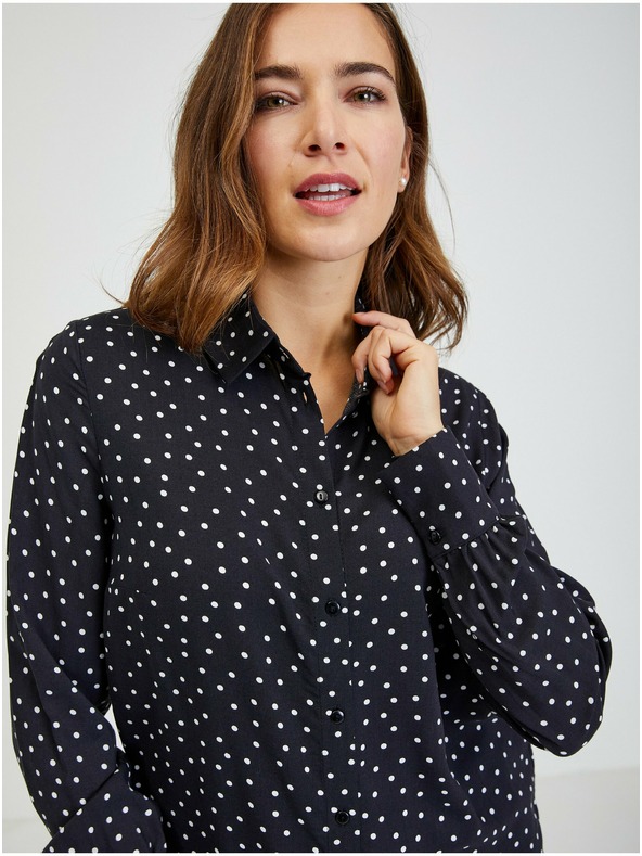 Orsay Schwarze Damen-Gepunktete Bluse ORSAY