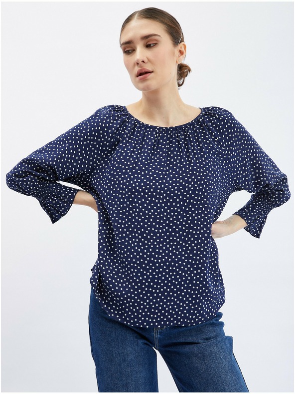 Orsay Dunkelblaue Damen-Polka-Dot-Bluse ORSAY