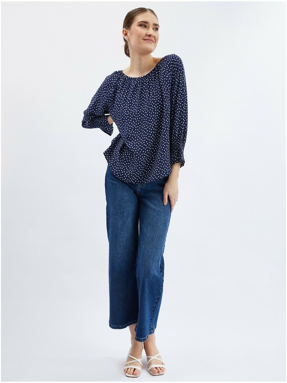 Orsay Dunkelblaue Damen-Polka-Dot-Bluse ORSAY