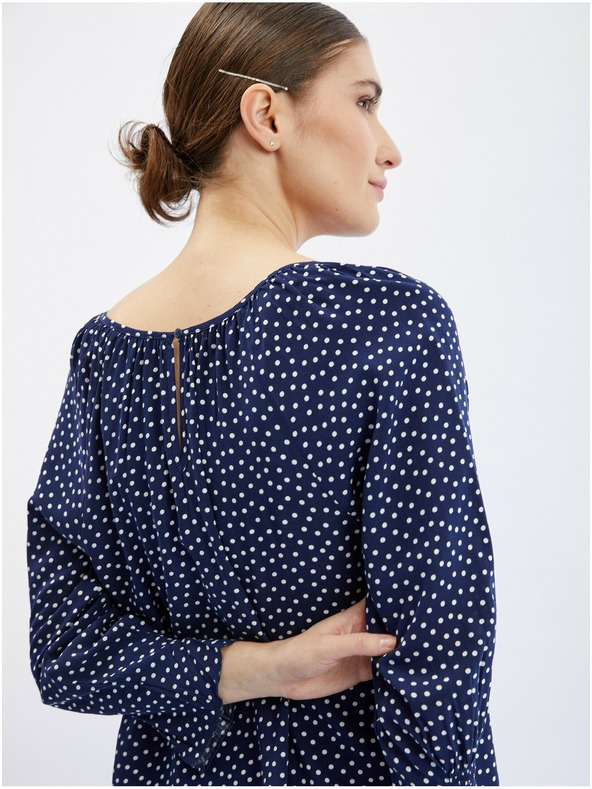 Orsay Dunkelblaue Damen-Polka-Dot-Bluse ORSAY