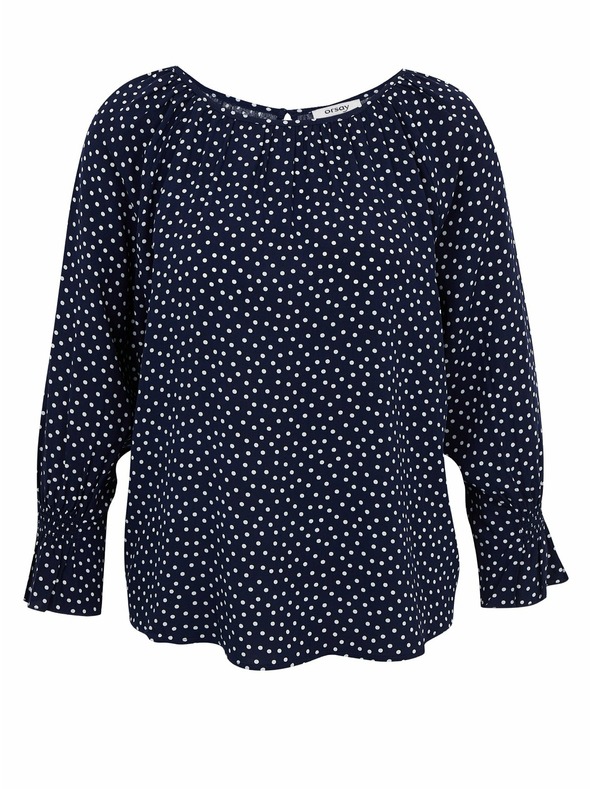 Orsay Dunkelblaue Damen-Polka-Dot-Bluse ORSAY