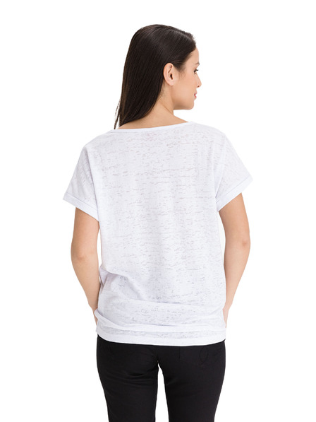 Sam 73 Weißes bedrucktes Damen-T-Shirt SAM 73