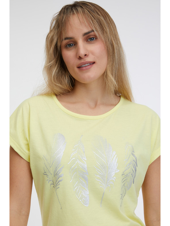 Sam 73 Hellgelbes Damen-Basic-T-Shirt SAM 73 Clorinda