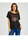 Sam 73 Schwarzes bedrucktes Damen-T-Shirt SAM73 Circinus