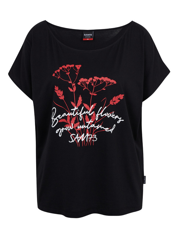 Sam 73 Schwarzes bedrucktes Damen-T-Shirt SAM73 Circinus