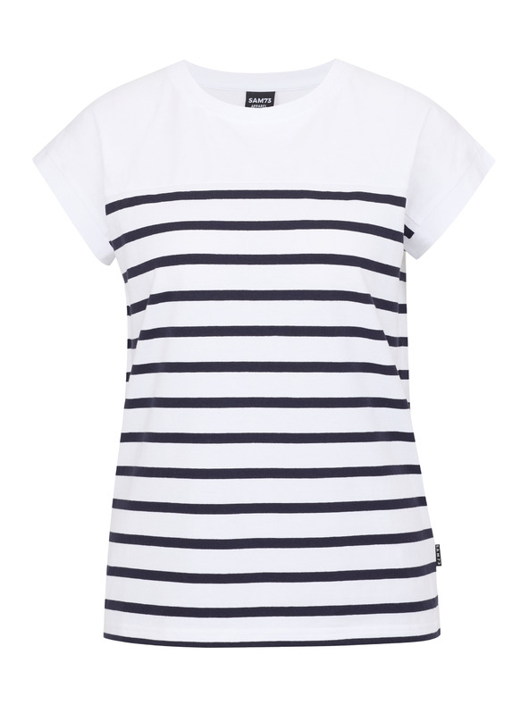 Sam 73 Weißes gestreiftes Damen-T-Shirt SAM 73 Mercedes