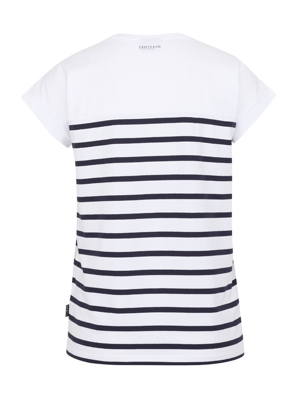 Sam 73 Weißes gestreiftes Damen-T-Shirt SAM 73 Mercedes