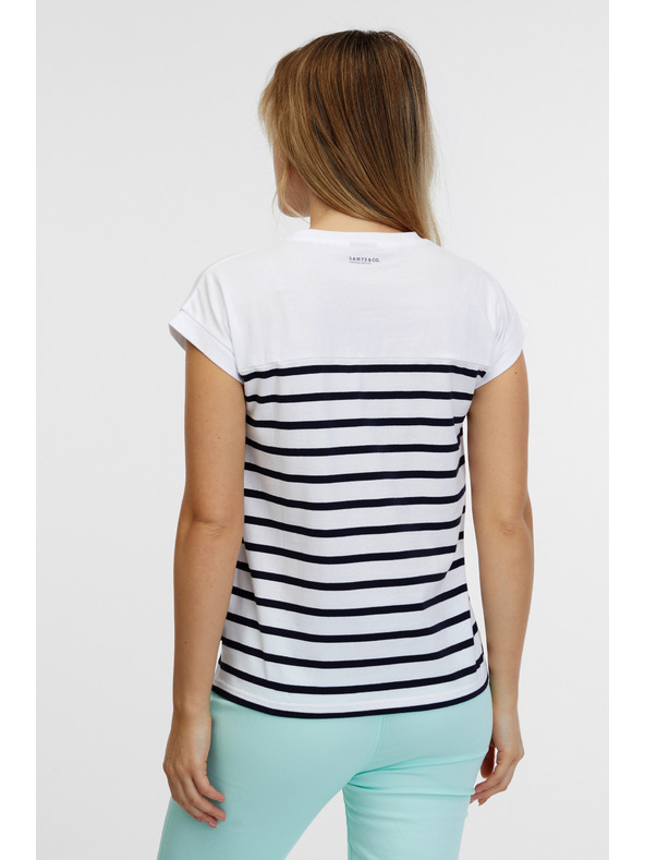 Sam 73 Weißes gestreiftes Damen-T-Shirt SAM 73 Mercedes