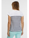 Sam 73 Weißes gestreiftes Damen-T-Shirt SAM 73 Mercedes