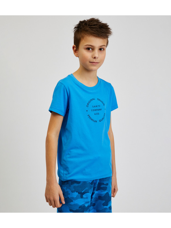 Sam 73 Blaues Baumwoll-T-Shirt für Jungen mit SAM73 Pyrop-Aufdruck