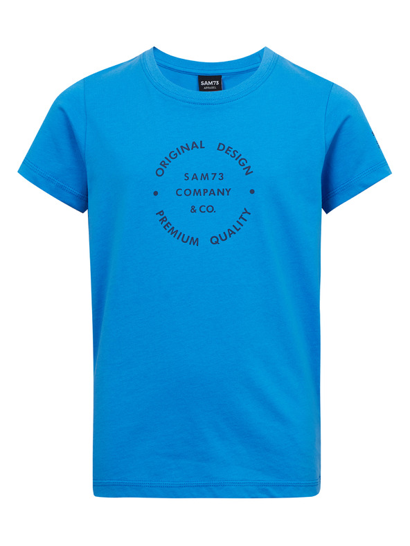 Sam 73 Blaues Baumwoll-T-Shirt für Jungen mit SAM73 Pyrop-Aufdruck