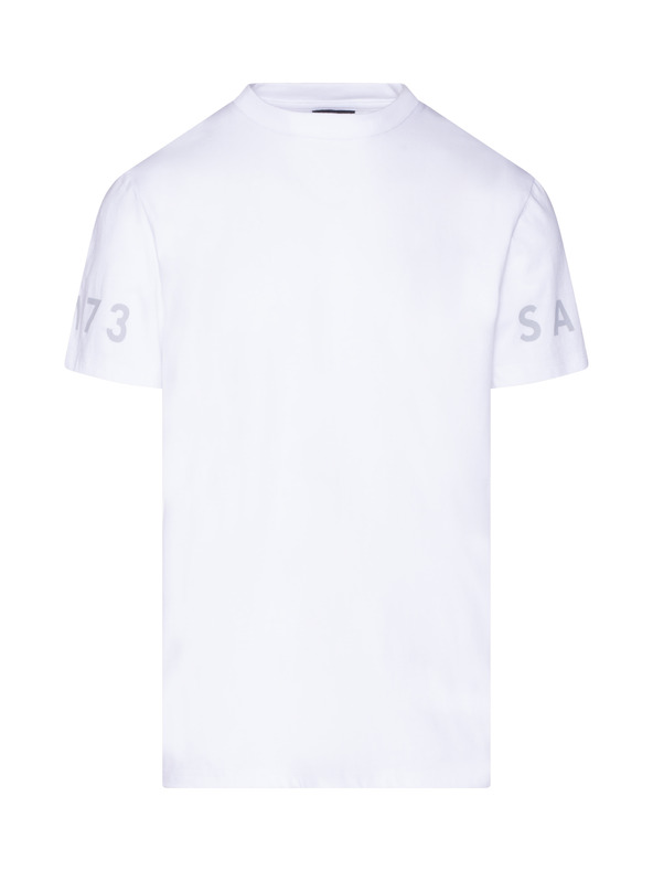 Sam 73 Weißes bedrucktes Herren-T-Shirt SAM 73