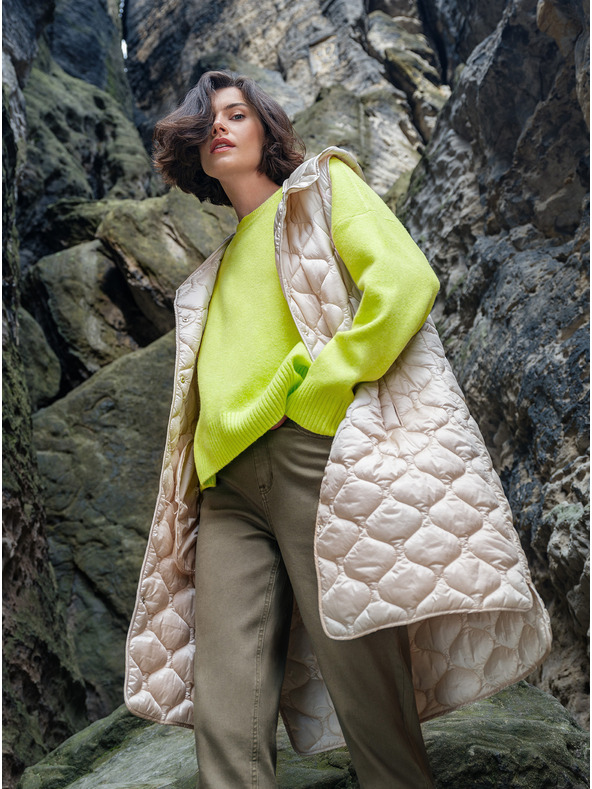 Orsay Beigefarbene lange Steppweste Damen ORSAY