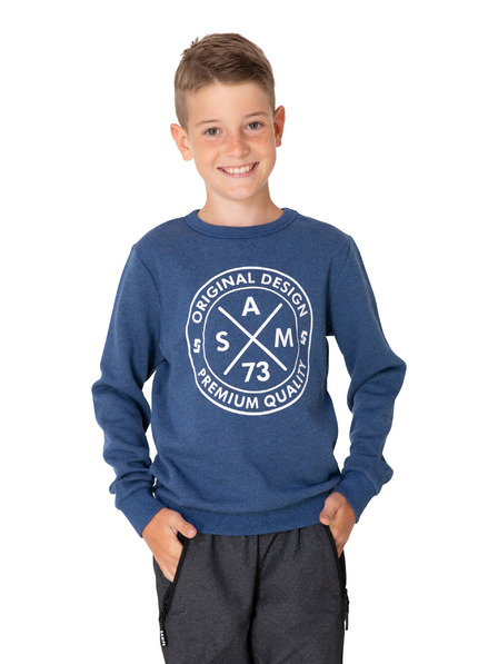 Sam 73 Dunkelblauer bedruckter Kapuzenpullover für Jungen SAM 73 Brandon