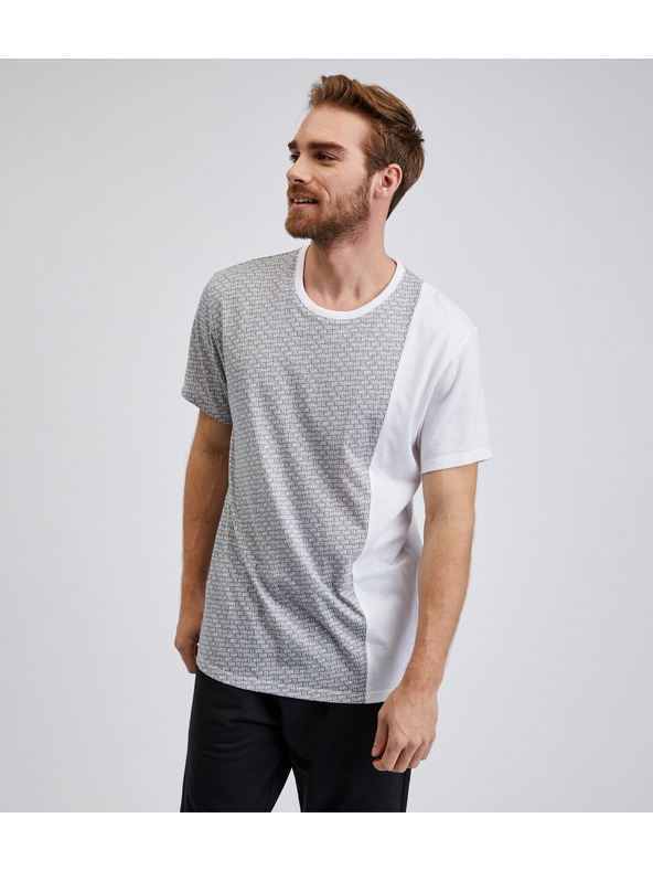 Sam 73 Hellgraues gemustertes Herren-T-Shirt SAM 73 Paul