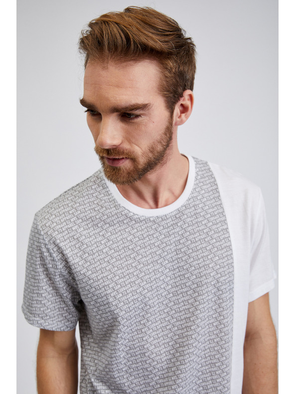 Sam 73 Hellgraues gemustertes Herren-T-Shirt SAM 73 Paul