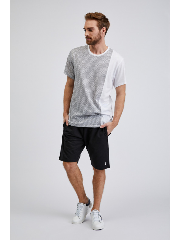 Sam 73 Hellgraues gemustertes Herren-T-Shirt SAM 73 Paul