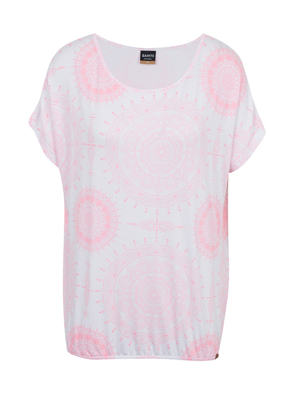 Sam 73 Weißes und rosa gemustertes Damen-T-Shirt SAM73 Taurus
