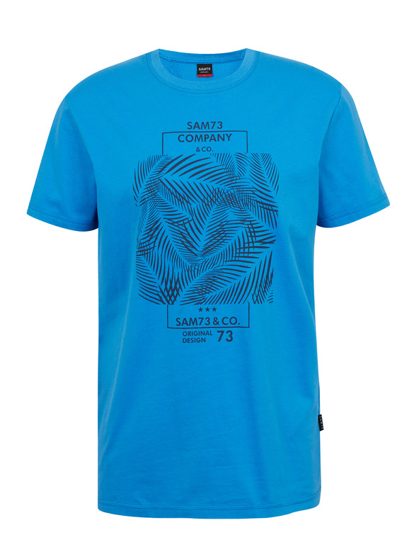 Sam 73 Blaues Herren-T-Shirt aus Baumwolle mit SAM73 Almandit-Aufdruck