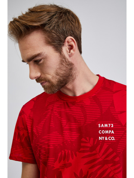 Sam 73 Rotes Herren-T-Shirt SAM73 Sculptor gemustert