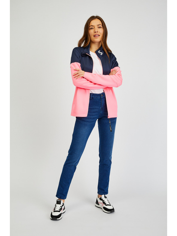 Sam 73 Blaues und rosa Damen-Sweatshirt mit Reißverschluss SAM73 Octans