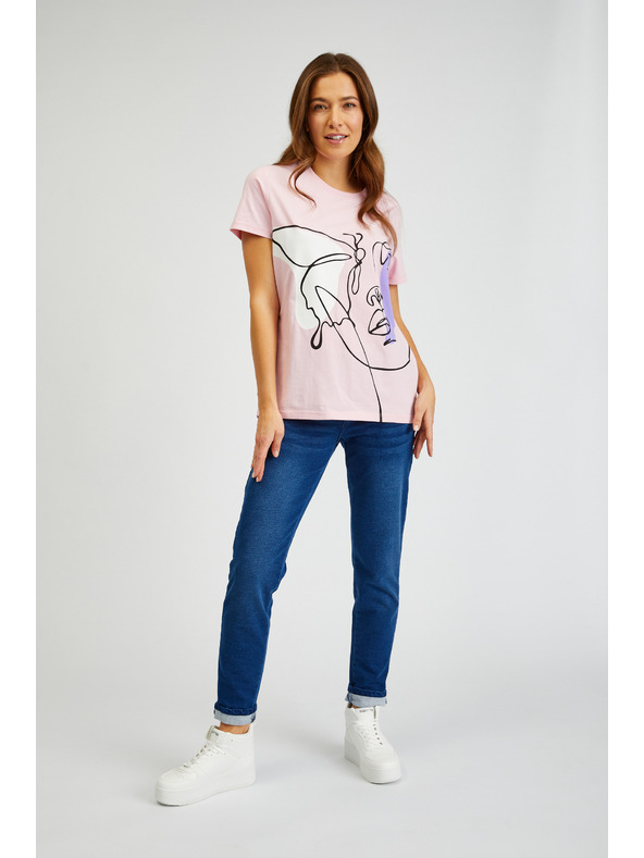 Sam 73 Rosa bedrucktes Damen-T-Shirt SAM73 Musca