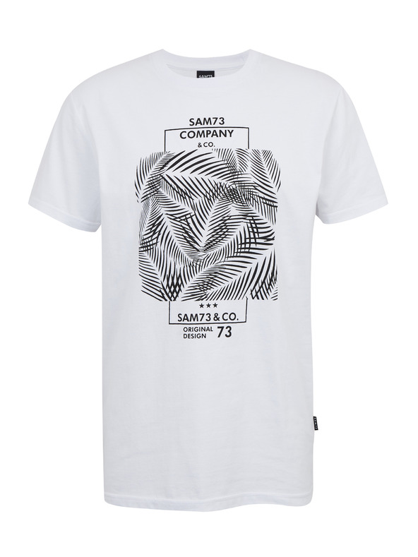 Sam 73 Weißes Herrenhemd aus bedruckter Baumwolle SAM73 Almandit