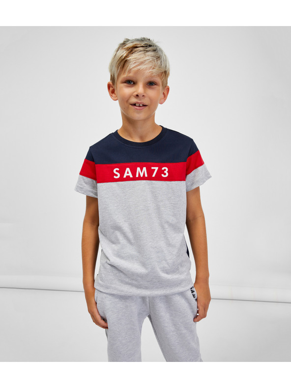 Sam 73 Blau-grau gestreiftes T-Shirt für Jungen SAM 73 Kallan