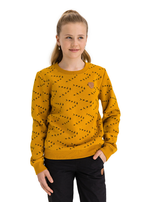 Sam 73 Senfgelbes gemustertes Mädchen-Sweatshirt SAM 73
